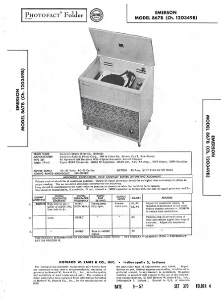 Emerson 867B - Photofact - Schematic Set 370/Folder 4