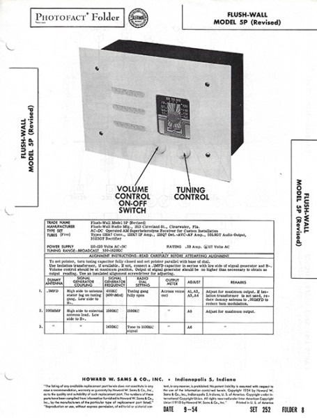 Flush-Wall 5P (Revised) - Photofact - Schematic Set 252/Folder 8