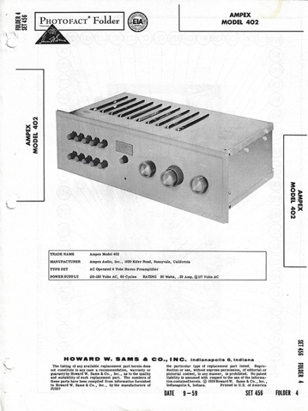 Ampex 402 - Photofact - Schematic Set 456/Folder 4