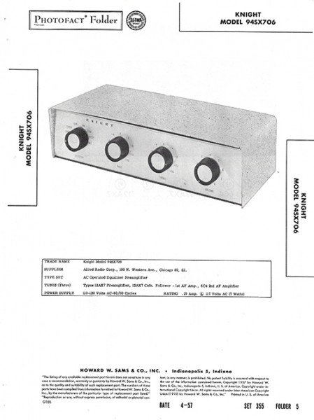 Knight 94SX706 - Photofact - Schematic Set 355/Folder 5