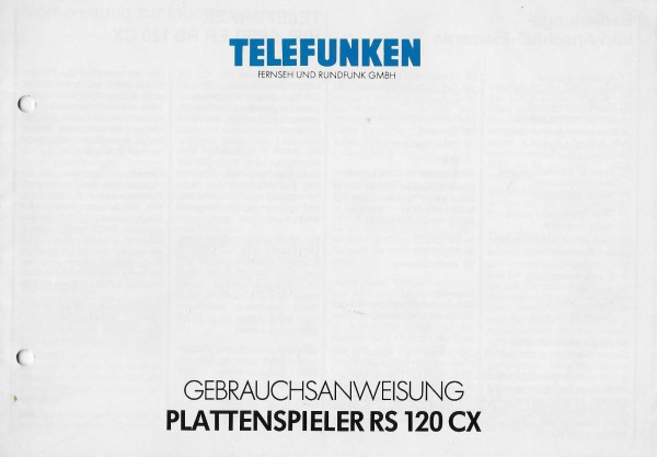Telefunken RS 120 CX Bedienungsanleitung