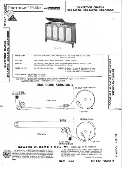 Silverstone Chassis 528.54230, 528.54470, 528.69000 - Photofact - Schematic Set 637/Folder 14