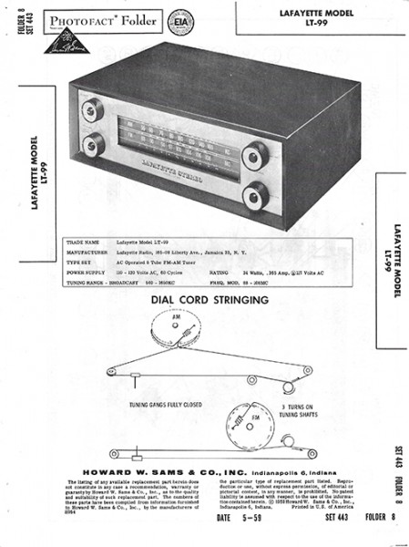 Lafayette LT-99 - Photofact - Schematic Set 443/Folder 8