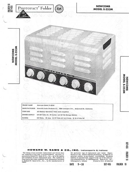 Newcomb E-253M - Photofact - Schematic Set 455/Folder 13