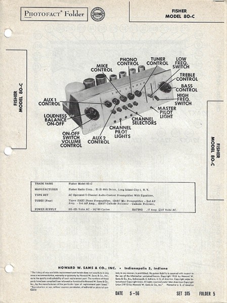 Fisher 80-C - Photofact - Schematic Set 315/Folder 5