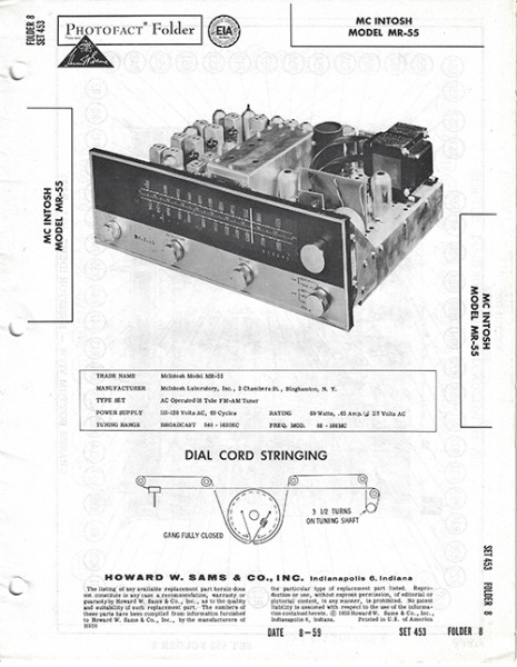 McIntosh MR-55 - Photofact - Schematic Set 453/Folder 8