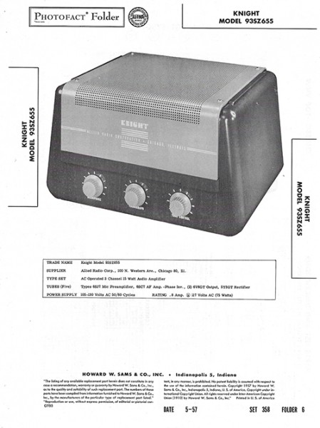 Knight 93SZ655 - Photofact - Schematic Set 358/Folder 6