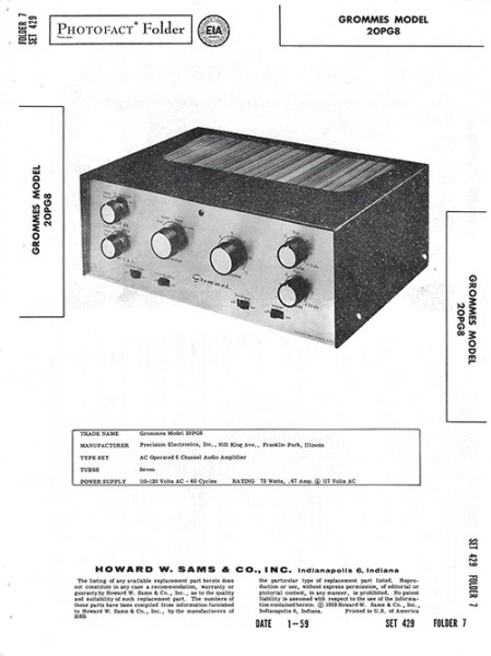 Grommes 20PG8 - Photofact - Schematic Set 429/Folder 7