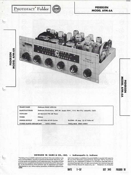 Pedersen AFM-6A - Photofact - Schematic Set 345/Folder 10