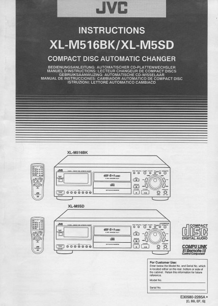 JVC XL-M516BK/XL-M5SD Bedienungsanleitung