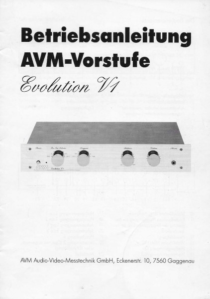 AVM Evolution V1 Bedienungsanleitung