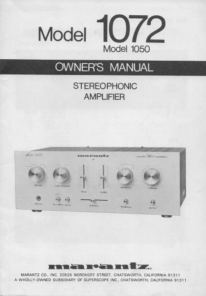 Marantz 1072/1050 Bedienungsanleitung