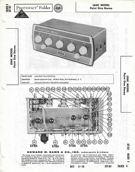 Leak Point One Stereo - Photofact - Schematic Set 457/Folder 8