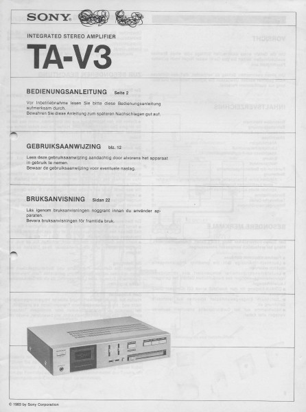 Sony TA-V3 Bedienungsanleitung