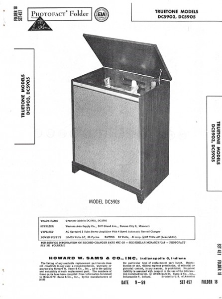 Truetone DC5903, DC5905 - Photofact - Schematic Set 457/Folder 18