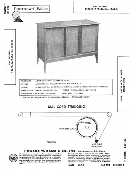 AMC 12AF541A/544A - Photofact - Schematic Set 622/Folder 4
