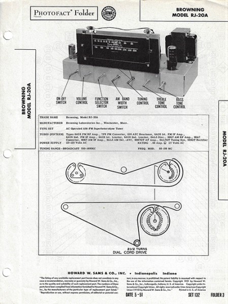 Browning RJ-20A - Photofact - Schematic Set 132/Folder 3