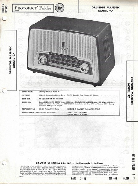 Grundig Majestic 97 - Photofact - Schematic Set 405/Folder 7