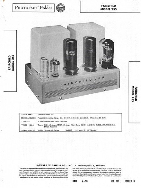 Fairchild 255 - Photofact - Schematic Set 306/Folder 6