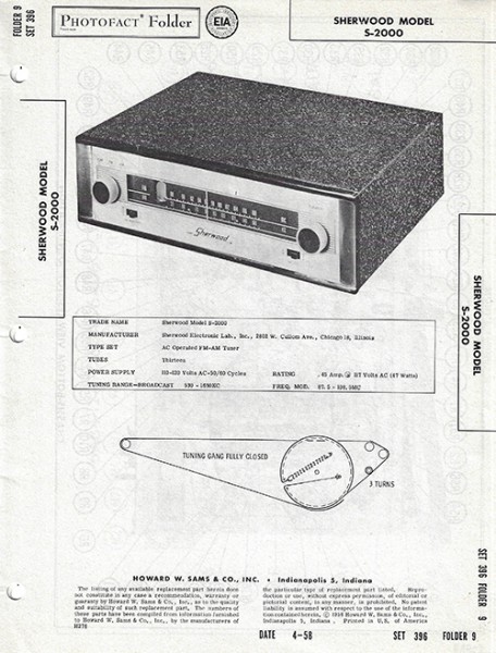 Sherwood S-2000 - Photofact - Schematic Set 396/Folder 9