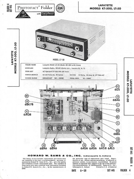 Lafayette KT-500, LT-50 - Photofact - Schematic Set 445/Folder 4