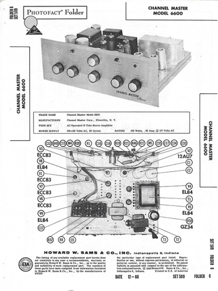 Channel Master 6600 - Photofact - Schematic Set 509/Folder 6