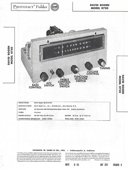 Bogen R750 - Photofact - Schematic Set 277/Folder 3