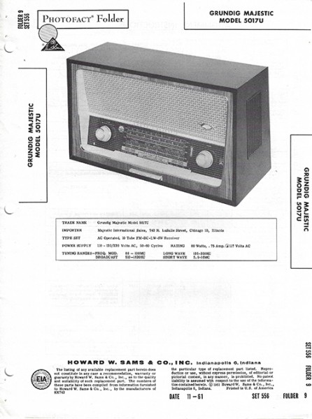 Grundig Majestic 5017U - Photofact - Schematic Set 556/Folder 9