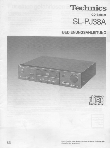 Technics SL-PJ38A Bedienungsanleitung