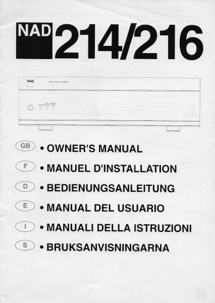 NAD 214/216 Bedienungsanleitung