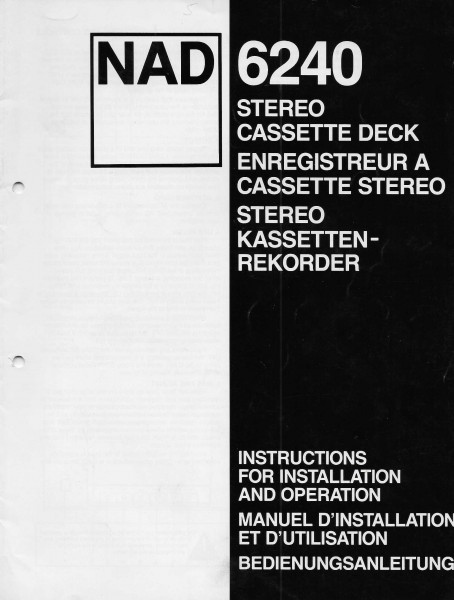 NAD 6240 Bedienungsanleitung