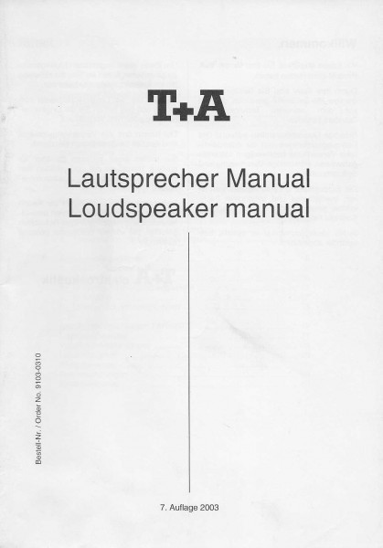T+A Lautsprecher Bedienungsanleitung