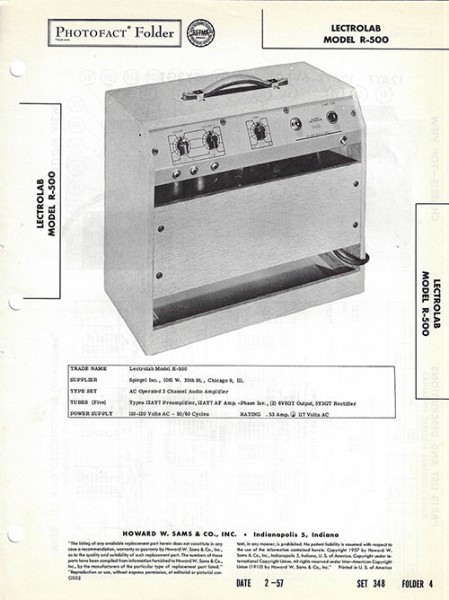 Lectrolab R-500 - Photofact - Schematic Set 348/Folder 4