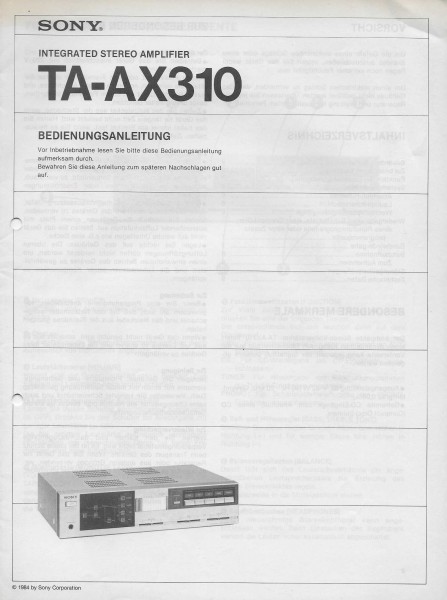 Sony TA-AX310 Bedienungsanleitung