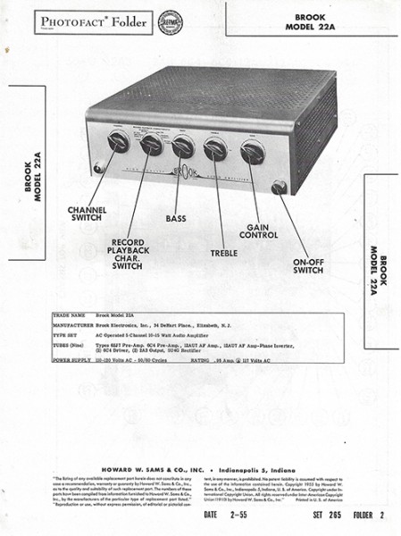 Brook 22A - Photofact - Schematic Set 265/Folder 2