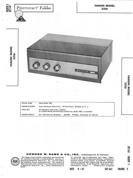 Fanon 3310 - Photofact - Schematic Set 547/Folder 5