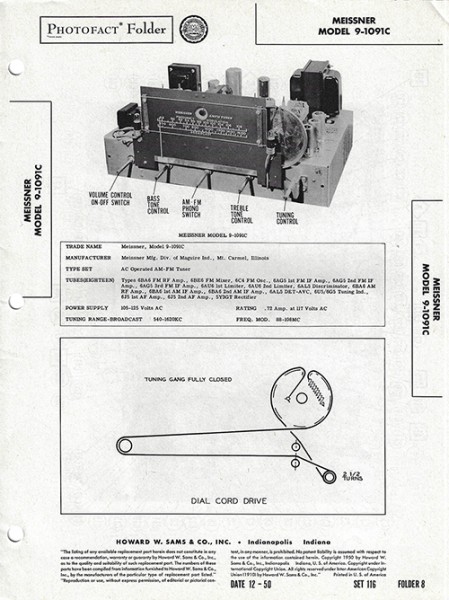 Meissner 9-1091C - Photofact - Schematic Set 116/Folder 8