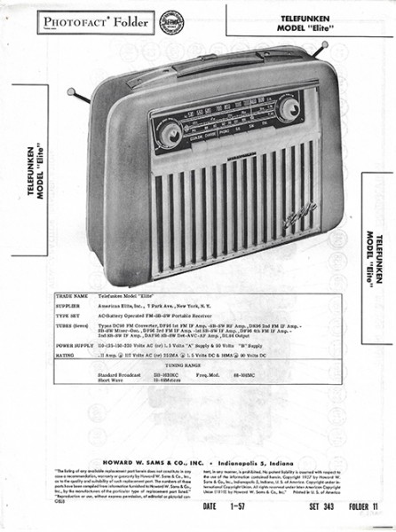 Telefunken "Elite" - Photofact - Schematic Set 343/Folder 11