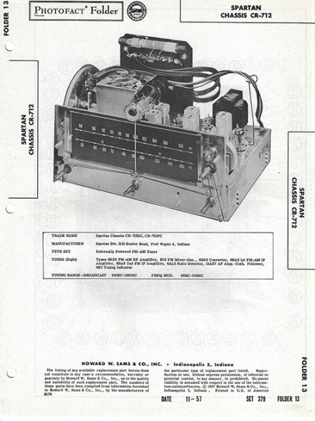Spartan Chassis CR-712 - Photofact - Schematic Set 379/Folder 13