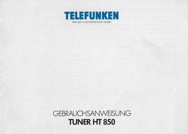 Telefunken HT 850 Bedienungsanleitung