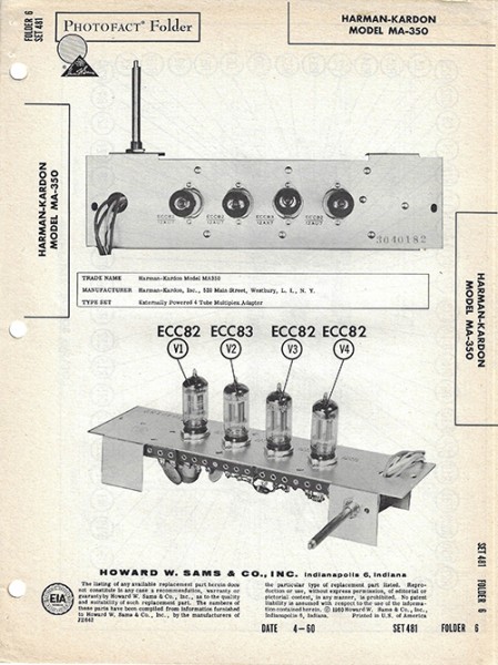 Harman-Kardon MA-350 - Photofact - Schematic Set 481/Folder 6