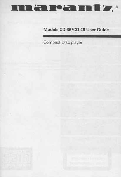 Marantz CD 36/ CD 46 Bedienungsanleitung