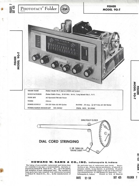 Fisher 90-T - Photofact - Schematic Set 425/Folder 7