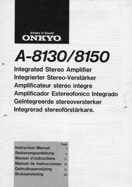 Onkyo A-8130/8150 Bedienungsanleitung