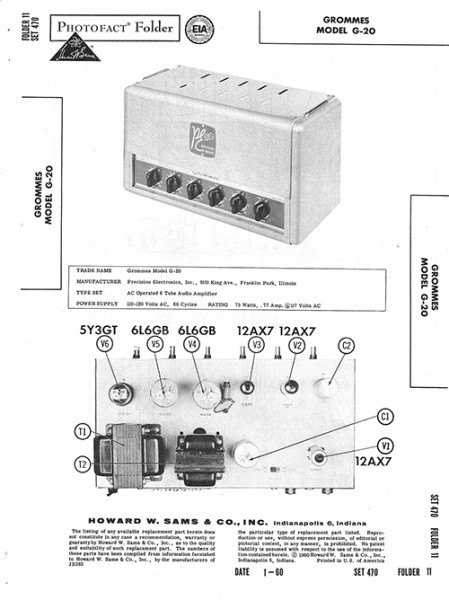 Grommes G-20 - Photofact - Schematic Set 470/Folder 11