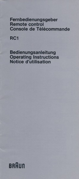 Braun RC1 Bedienungsanleitung