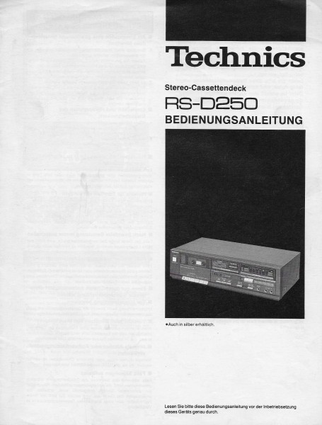 Technics RS-D250 Bedienungsanleitung