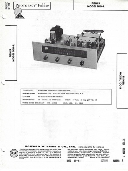 Fisher 100-R - Photofact - Schematic Set 556/Folder 7