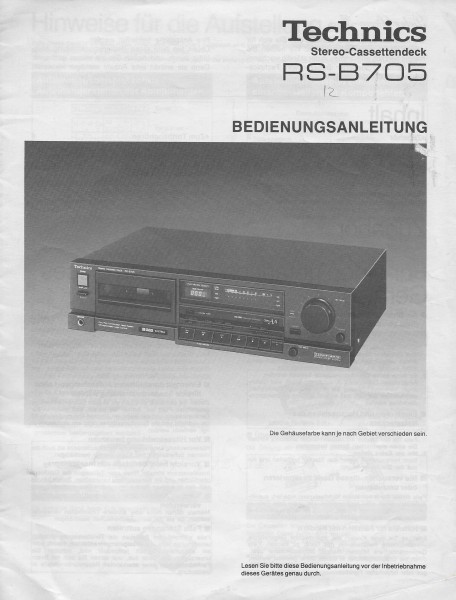 Technics RS-B705 Bedienungsanleitung