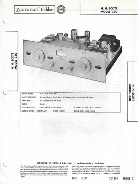 Scott 330 - Photofact - Schematic Set 348/Folder 12